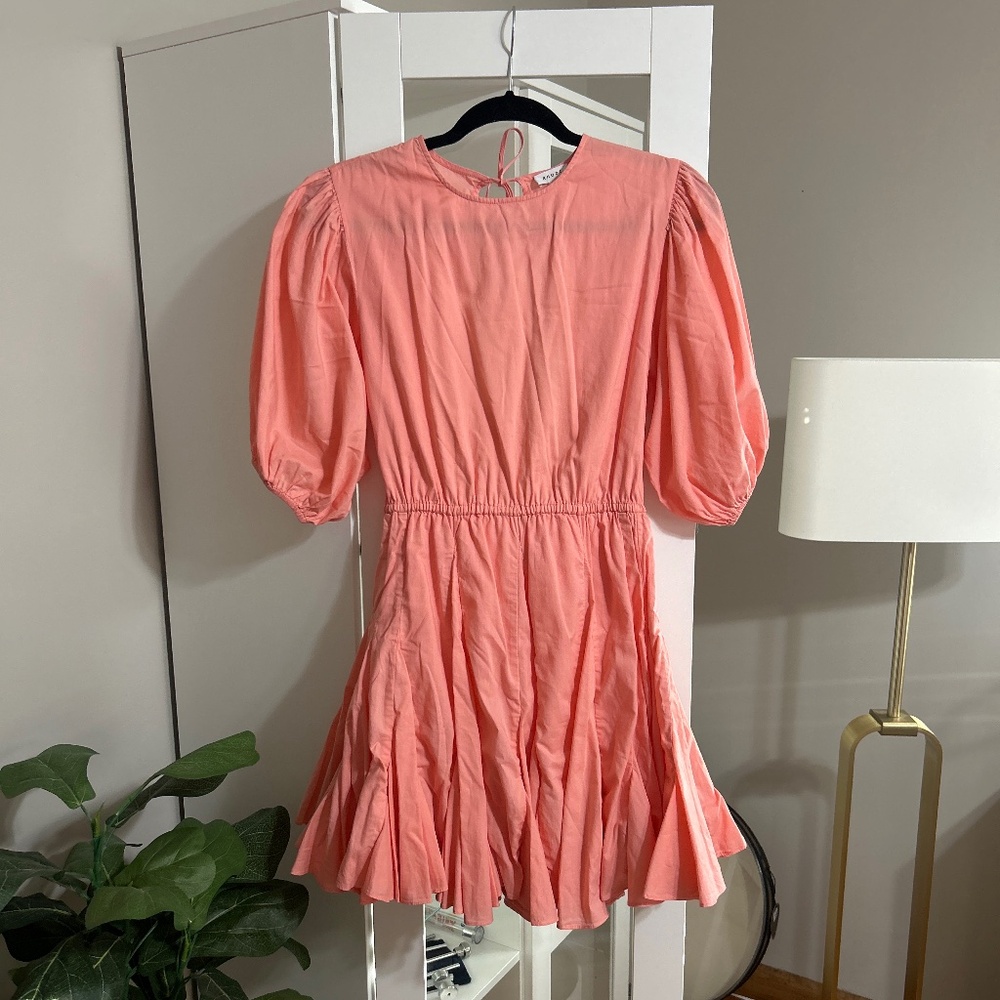 RHODE Pink Puff Sleeve Skirted Mini Dress XS